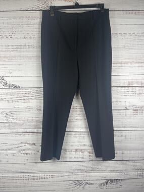 St. John Pants Womens 12 Black Wool Twill Straight Leg Stretch Dress Work Career